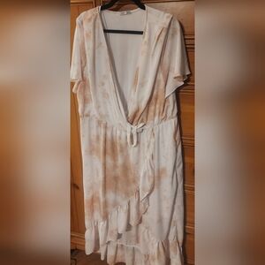 DEX PLUS SIZE Womens Maxi Wrap Around Tie Dye Dress In  White And Pink